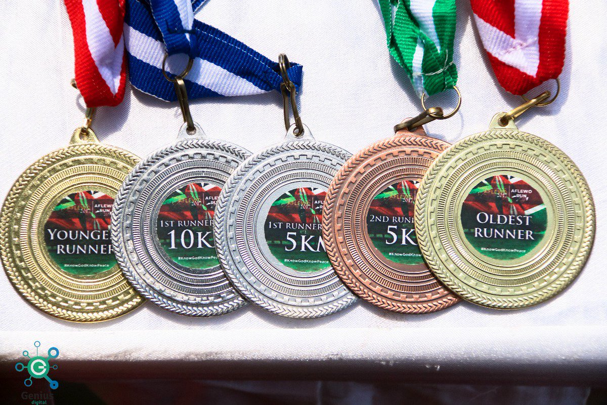 DJSADIC's tweet photo. #AFLEWORun2017 medals awarded to the winners. https://t.co/SHAaByY8jc