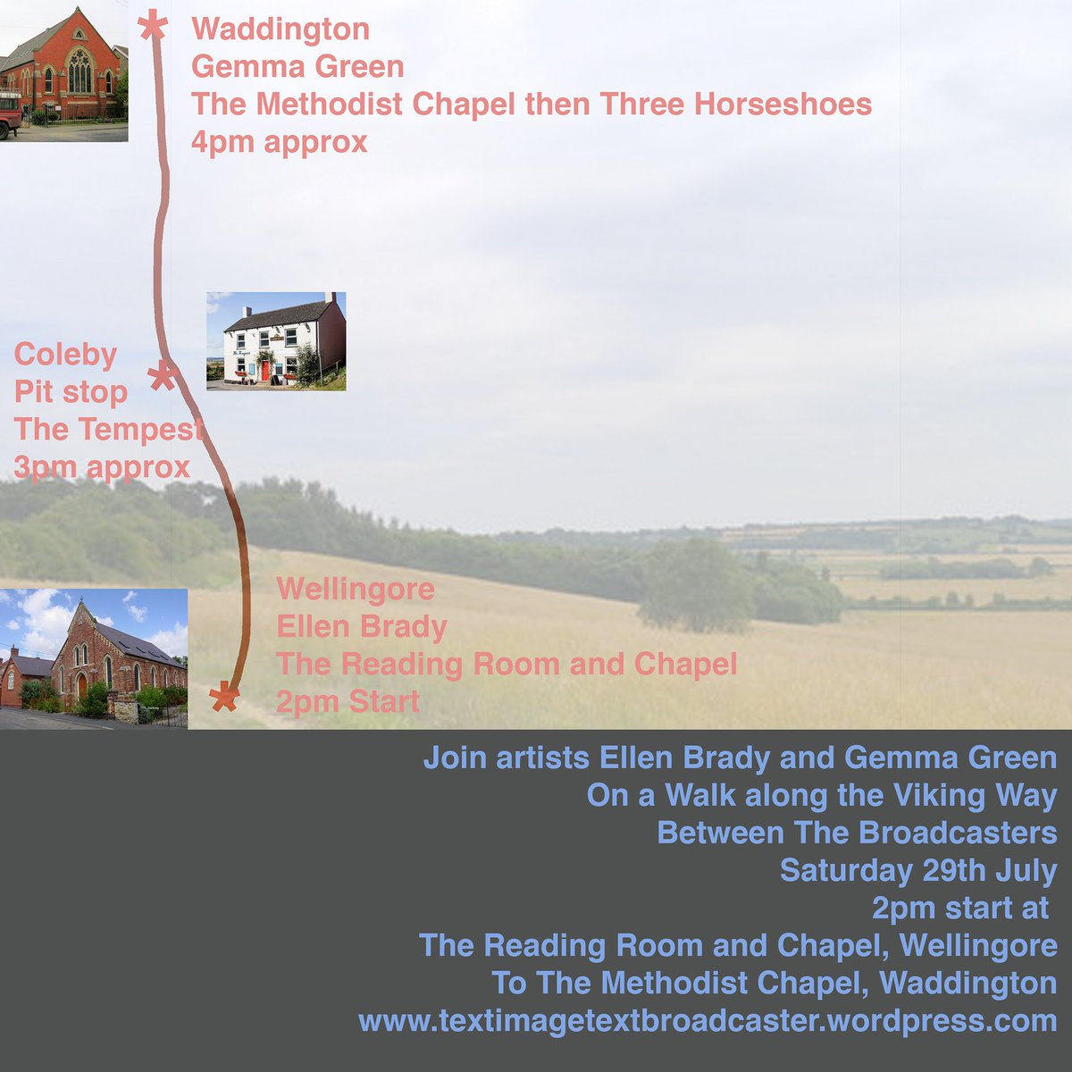 BraceyAndrew's tweet photo. On 29th July join @Geo_ScapeLand @Ellen____Brady on walk between their artworks - meet 2pm, Reading Room, Wellingore https://t.co/cHSsnJXIoq https://t.co/zOfv9zesug