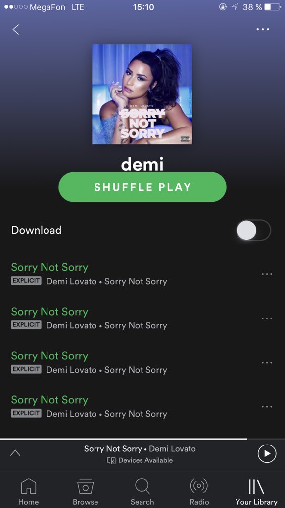 dudeperfectDani's tweet photo. @shadydemifacts I finally downloaded here Spotify and I have 7 free days to stream... so I am streaming all the way !!! @ddlovato #SorryNotSorryspotify https://t.co/56jv84CoOR