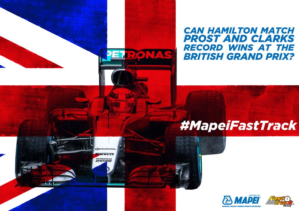 MapeiUKLtd's tweet photo. With #F1 #BritishGP qualifying about to start do you think #Hamilton will win and equal the record? #MapeiFastTrack https://t.co/GmVOq7bIsD