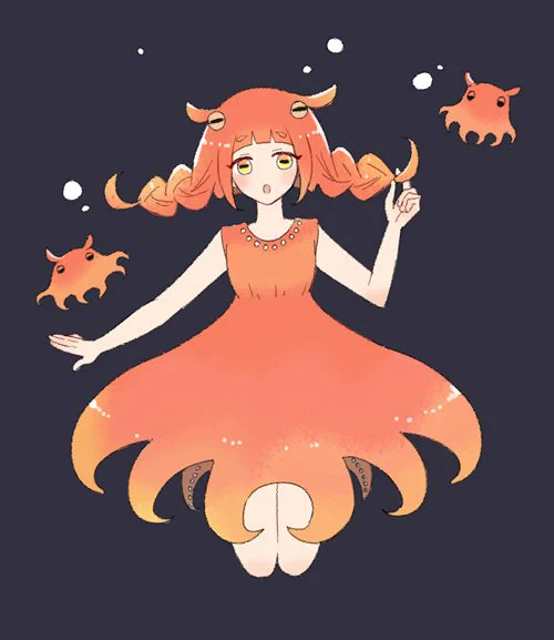 明日深海展行くからはしゃいで描いたメンダ子ちゃん 