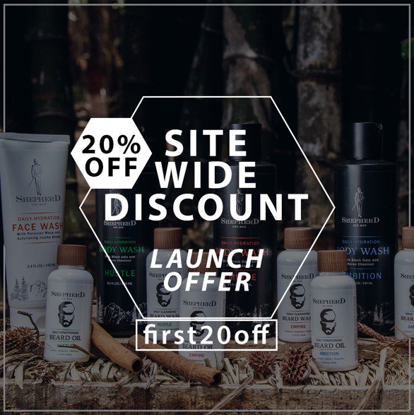 shepherdformen's tweet photo. Avail 20% off on your first purchase. Use code : SHEPHERD20. 
Shop now - https://t.co/KzjpuVWaNF

#ShepherdForMen #bodywash #beardoil https://t.co/5e8Rvt3kYv