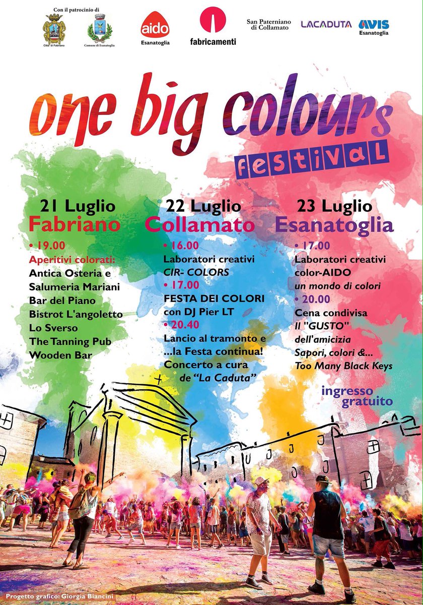 fabricamenti's tweet photo. #OneBigColours Festival2017
21 22 23 luglio 3 giorni di appuntamenti,musica e divertimento!
NON MANCATE!
#fabricamenti #Fabriano #leMarche https://t.co/6Kbafq3J0z