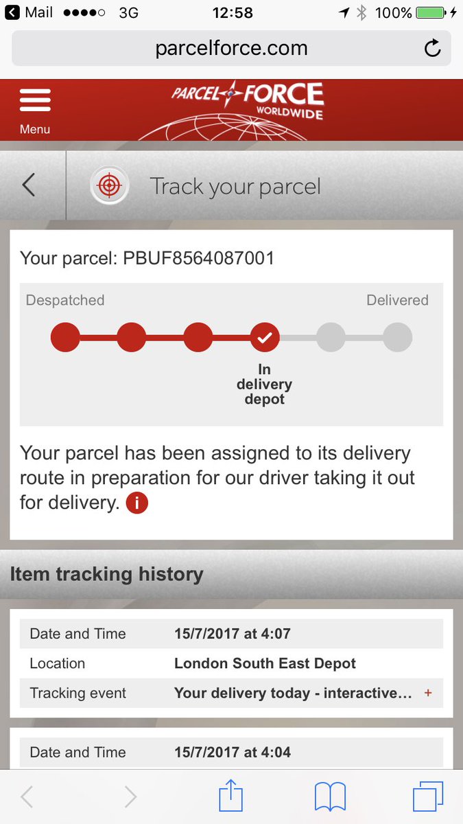 Daniel Corns En Twitter Thanks Parcelforce Your Live Tracker Led Me To Believe Important Parcel Hadn T Yet Left Depot So Popped Out Of Course Missed Delivery Https T Co M7awp4no8f Twitter