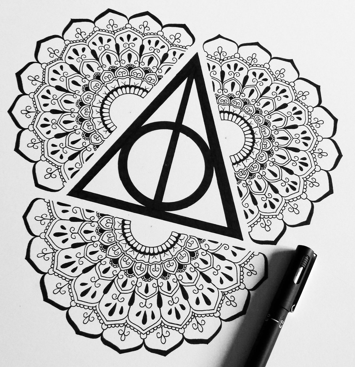 Harry potter mandalas #mandala #HarryPotter #ink #black #art #design #doodle #illustration