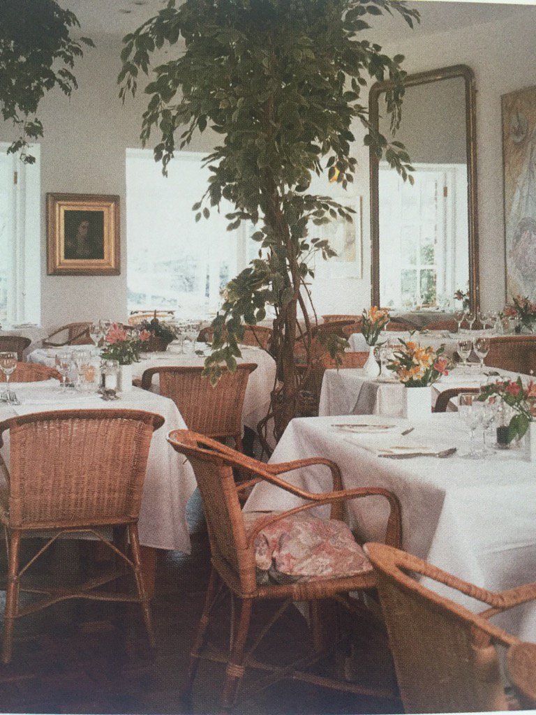 Our little restaurant in the 80s before TV <a href="/TheSeafood/">The Seafood Restaurant</a> always tablecloths basket chairs Habitat
