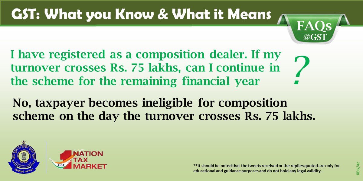 askGST_GoI's tweet image. GST FAQ on Composition Scheme - 1 #getGSTready #GSTBoostforBiz #GSTFAQs #GSTSimplified