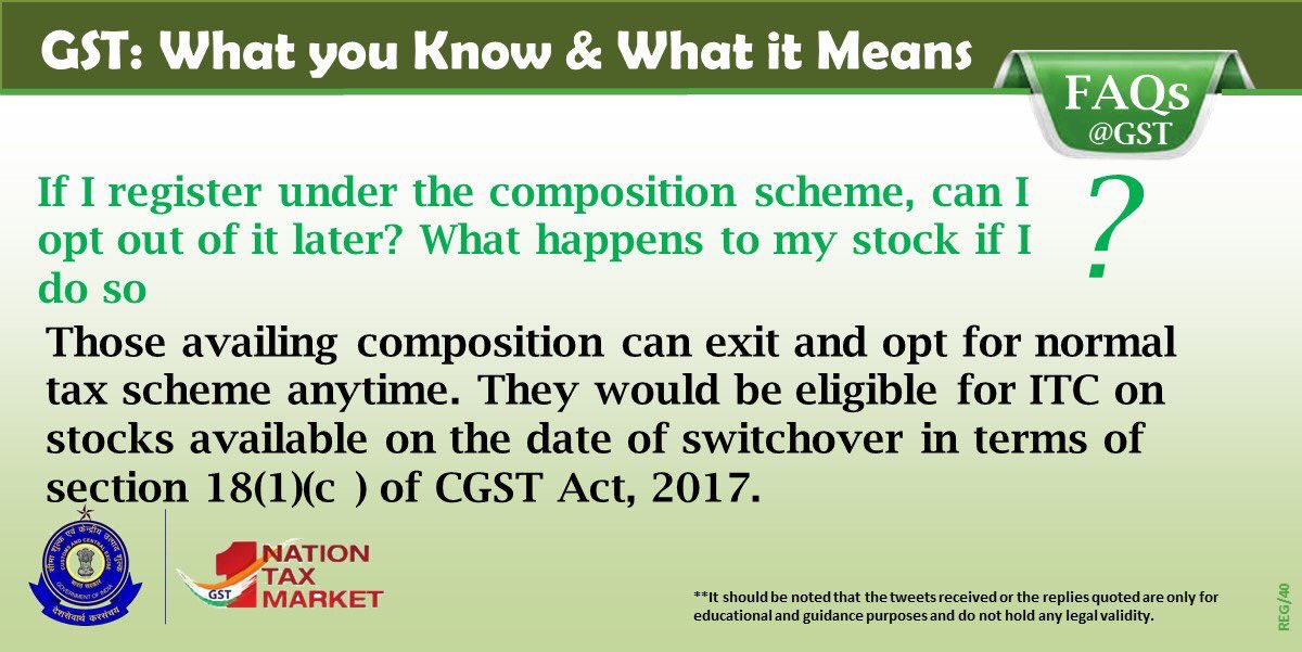 askGST_GoI's tweet photo. GST FAQ on Composition Scheme - 3 #getGSTready #GSTBoostforBiz #GSTFAQs #GSTSimplified https://t.co/mgi2kf3Y79