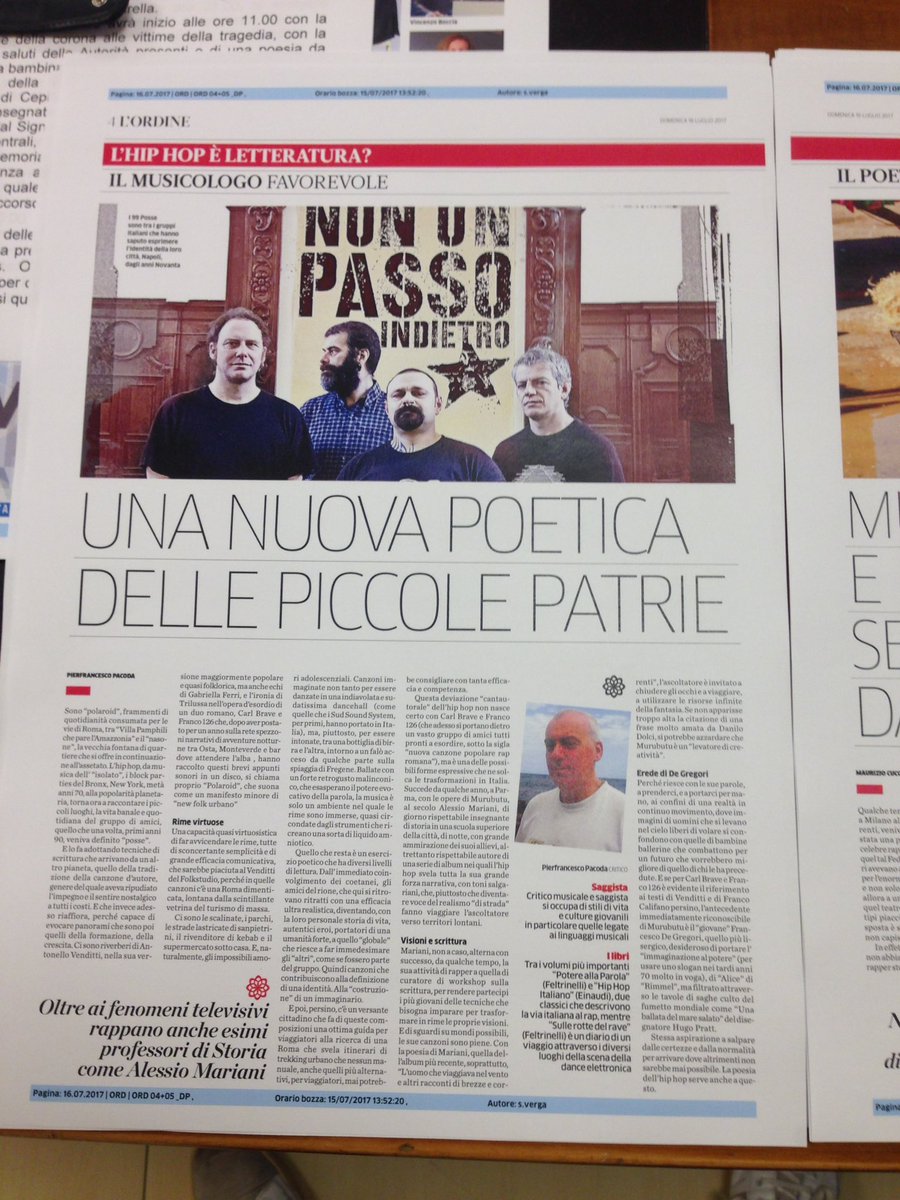DiegoMinonzio's tweet photo. Ma l'hip hop è letteratura? Il poeta Maurizio #Cucchi e il critico musicale Pierfrancesco #Pacoda su #LOrdine domani con @laprovinciadico https://t.co/vLd5oPTY56