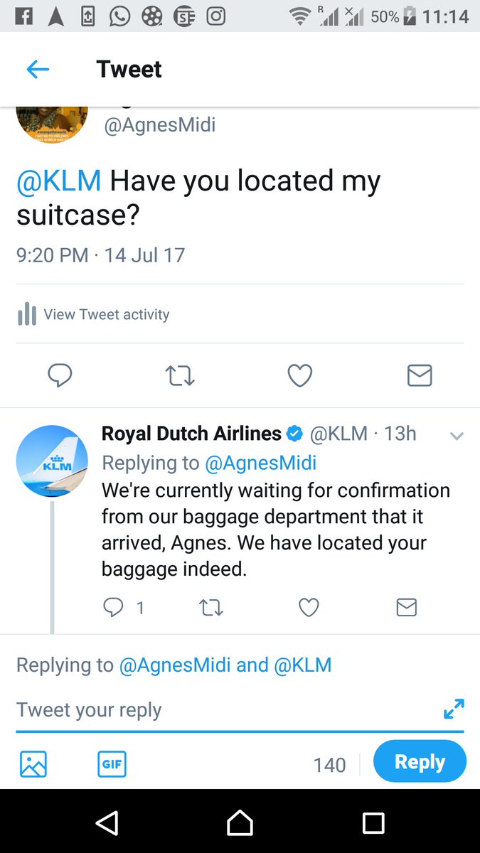 klm baggage tracing
