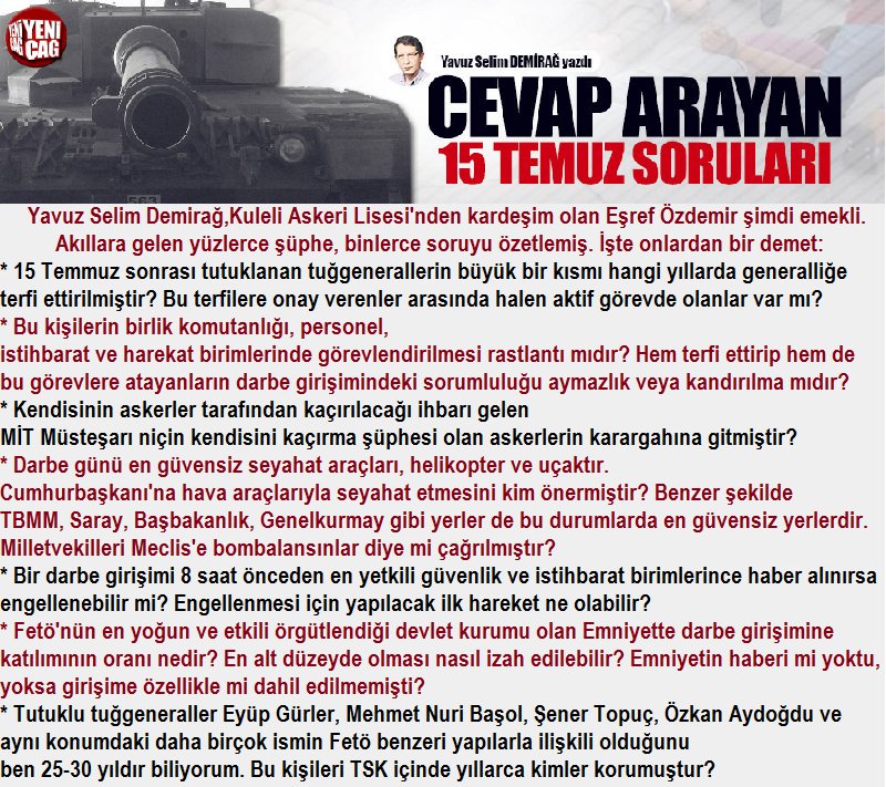 Cevap Arayan 
#15Temmuz 
Sorularını Asla
#Unutmayacağız