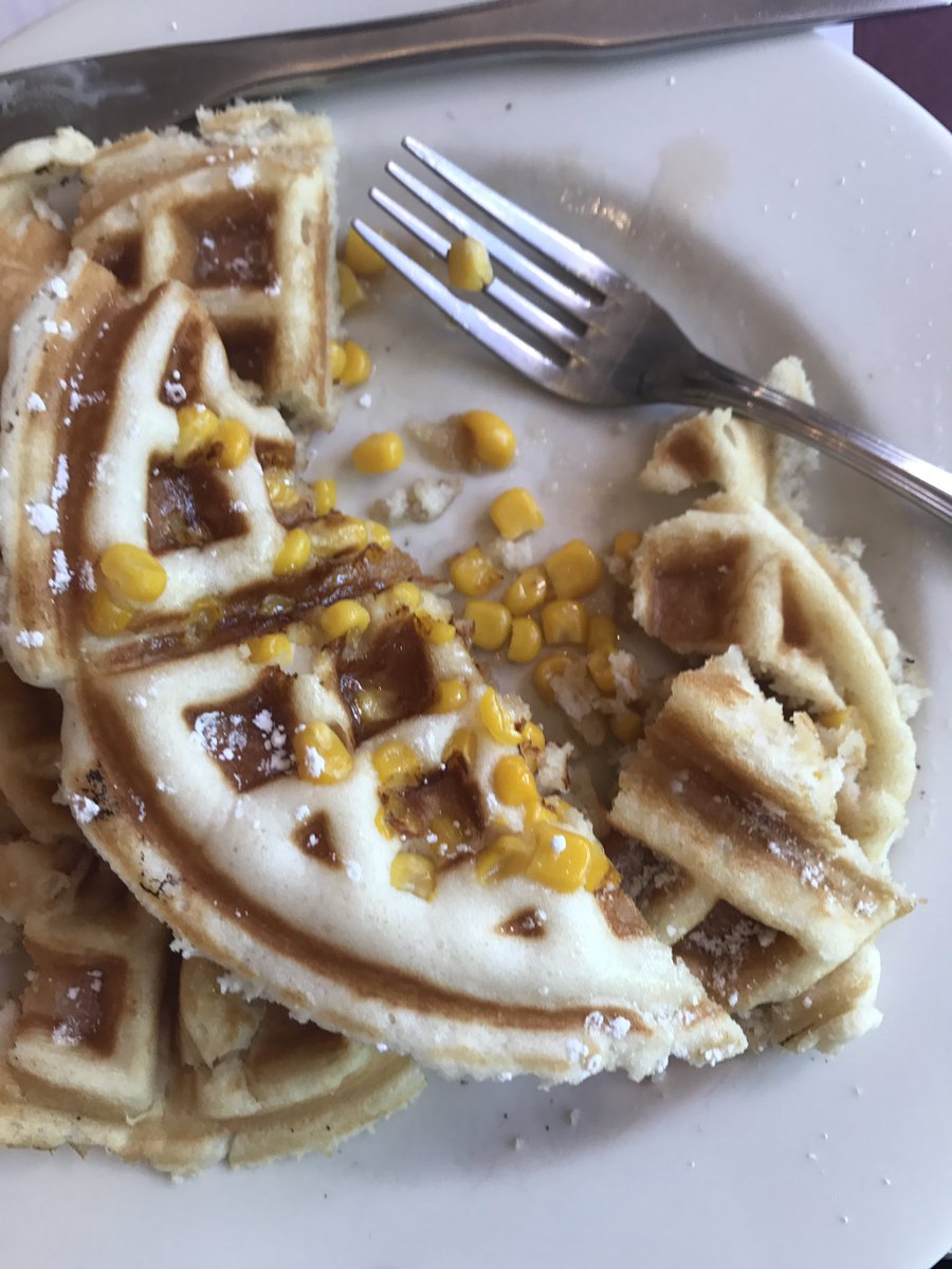 hello__caitlin's tweet photo. I have to admit, when I read "corn waffle" on the menu I thought it was going to be made of cornmeal https://t.co/qdjGRRdECo