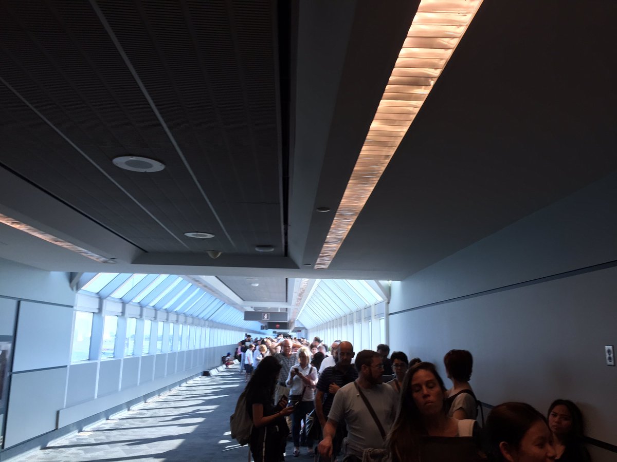 RoryJMacDonald's tweet photo. Guess 1 hour customs lines are what we drop hundreds in airport fees for. @TorontoPearson you are a joke. https://t.co/ksRLS1hazj
