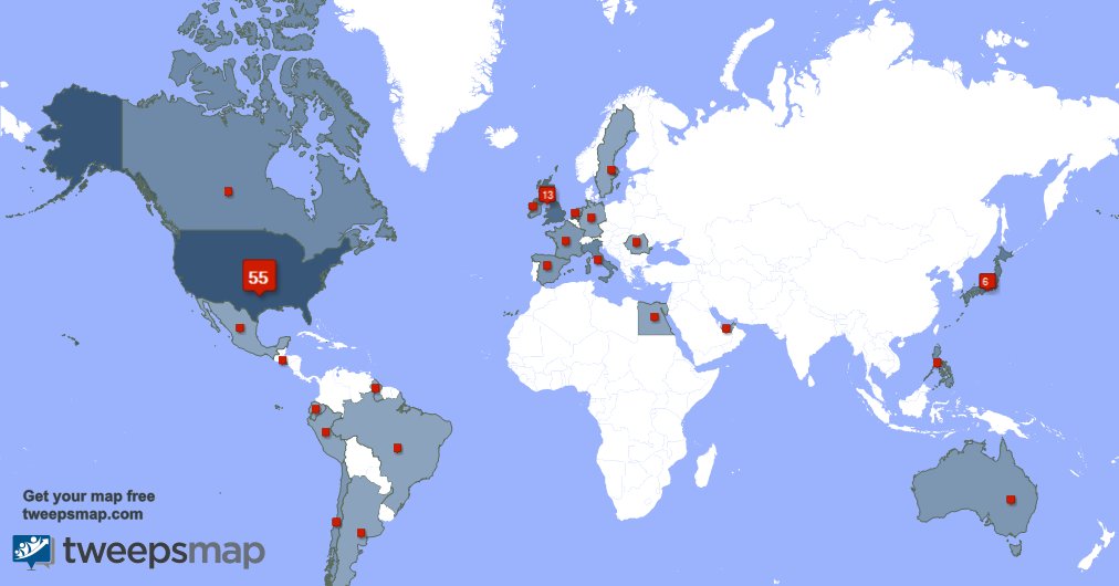 My followers live in USA (54%), UK.(13%)... Get your free map: tweepsmap.com/!Clify_Chu