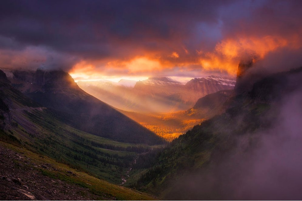 Good afternoon, Light of the Wild" by Nagesh Mahadev. #landscapephotography #travelphotography #Montana #nationalparks #valley #lightrays