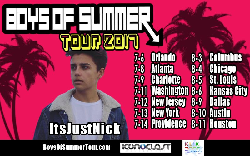 BoysOfSummer's tweet photo. Get with Nicks @captain_vlog and @itsnickhorton ready to see you on #BOS17 Get tickets for COLUMBUS, CHICAGO and others! https://t.co/eoDeoQkZCu
