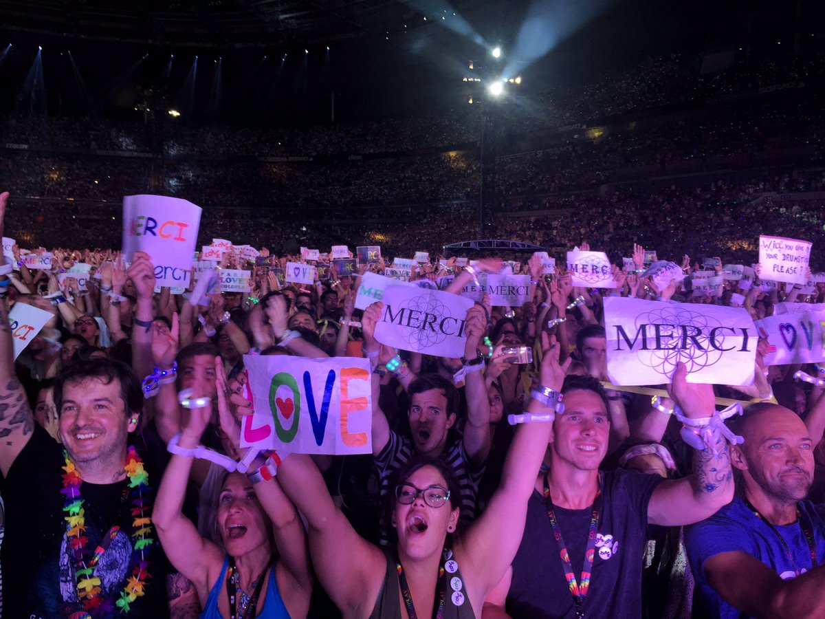 coldplay's tweet image. What a night - and what a crowd! A #ColdplayParis