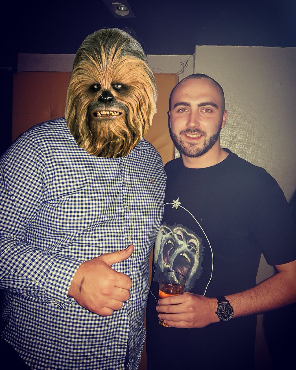 Haze6er's tweet photo. Me and Chewbacca last night, coming the barbers with me next week to sort his shit out 😂 https://t.co/N8wWQ1ZDDF