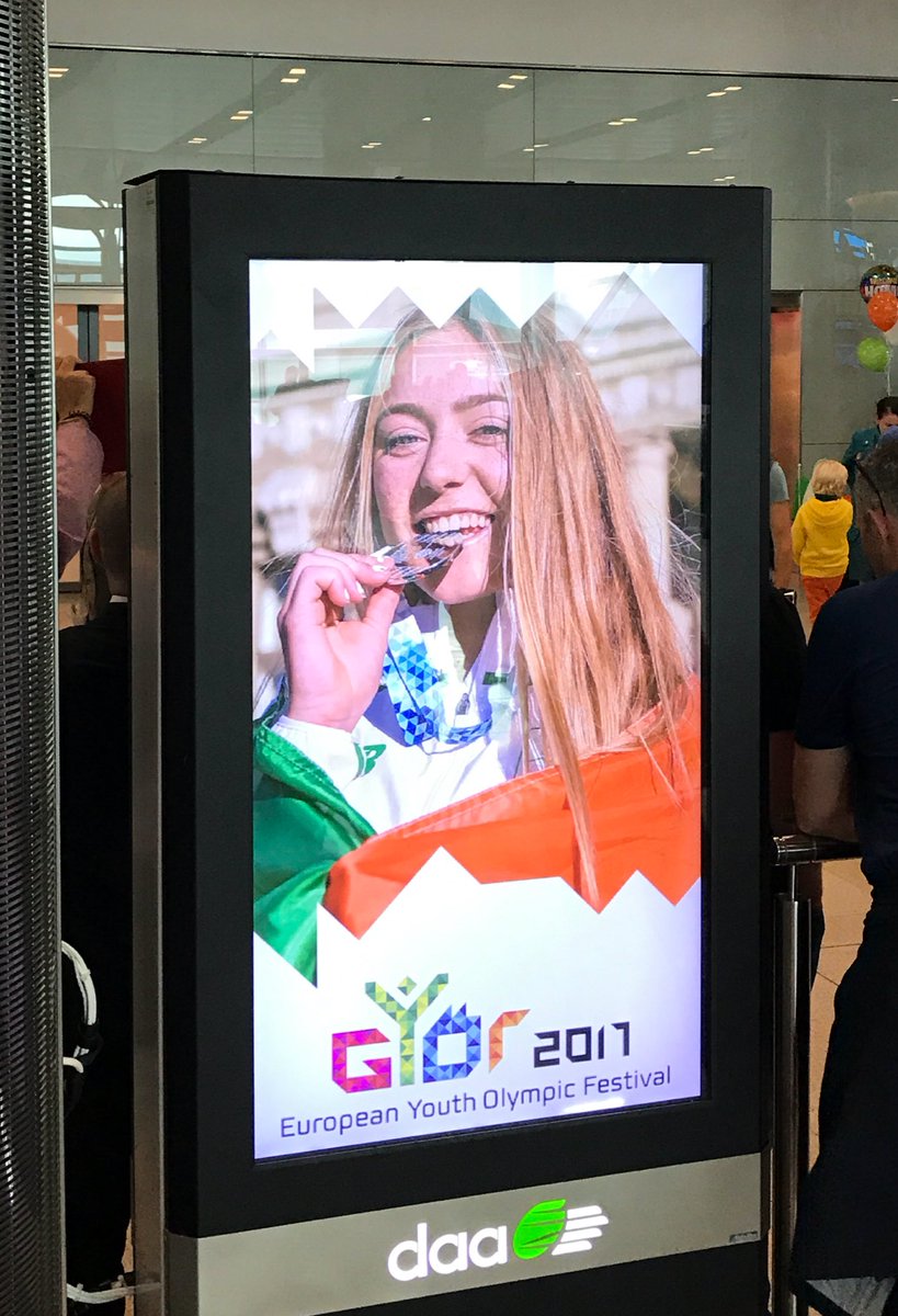 teamtsccoach's tweet photo. Nice Touch @DublinAirport as @olympiccouncil returns from @gyor2017 #appreciated #thoughtful https://t.co/aiDZ3Rh9Tm