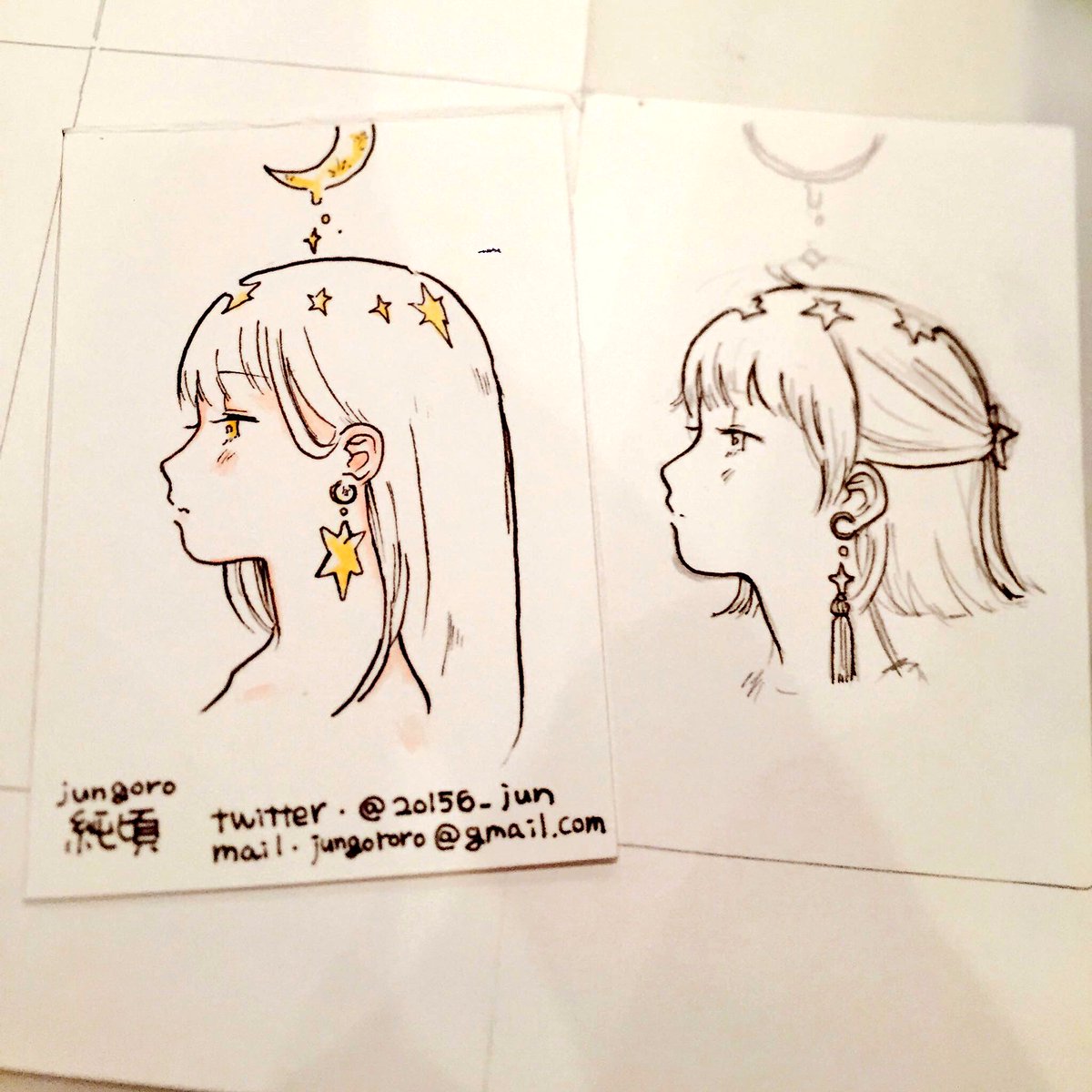 きちゃない字の手描き名刺今日何枚か置いたので、持って行ってくださった方がいらっしゃれば写メとか載せて欲しいです…!ご覧の通り私のカメラゴミが映るんで( ; ; ) #流星雨ノ夜に