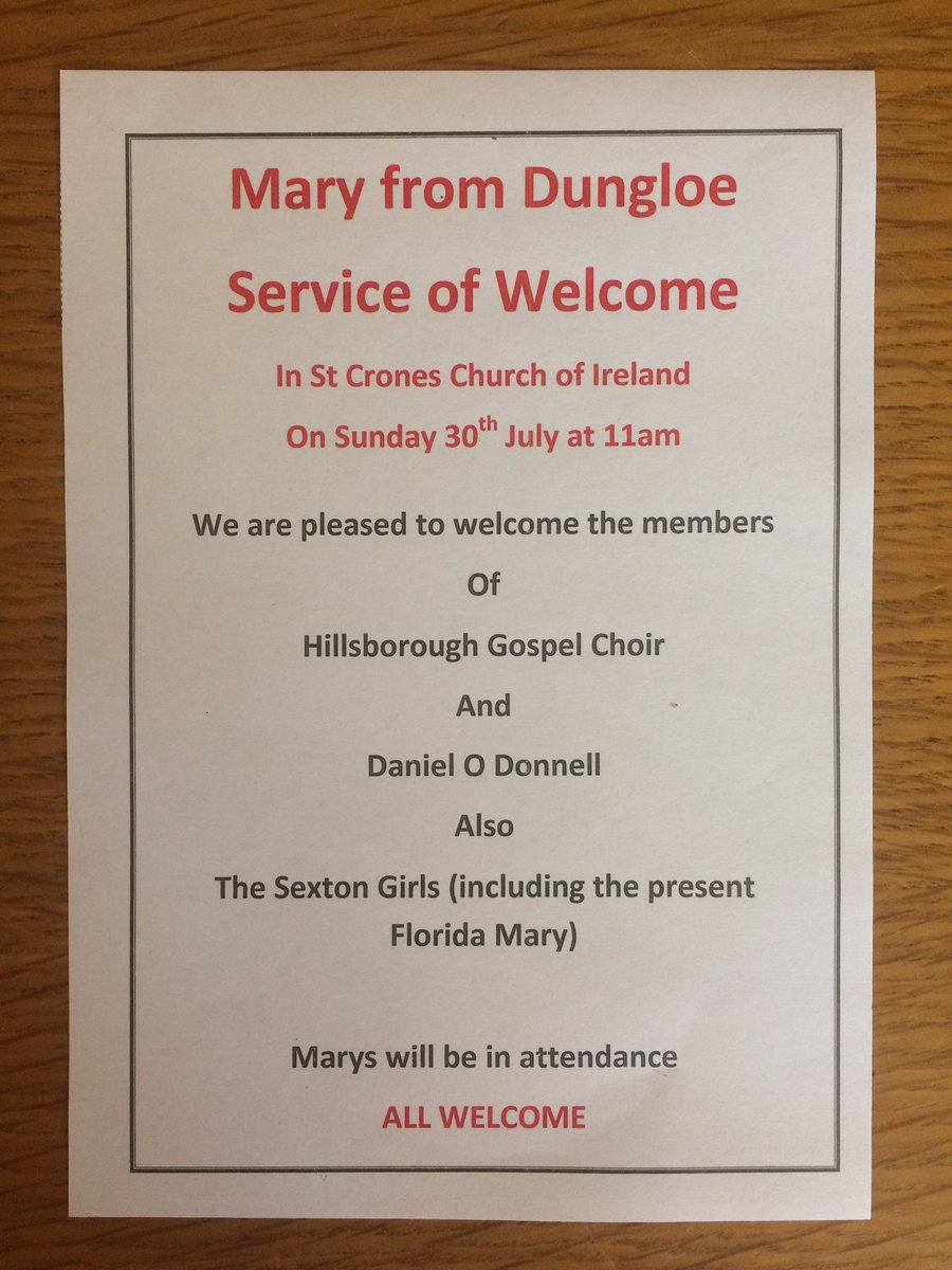 MFDfestival's tweet photo. Join Our Mary's at the Service of Welcome in The Church of St. Crone at 11.00 #MFD50 #DestinationDungloe https://t.co/jksU4vum7I