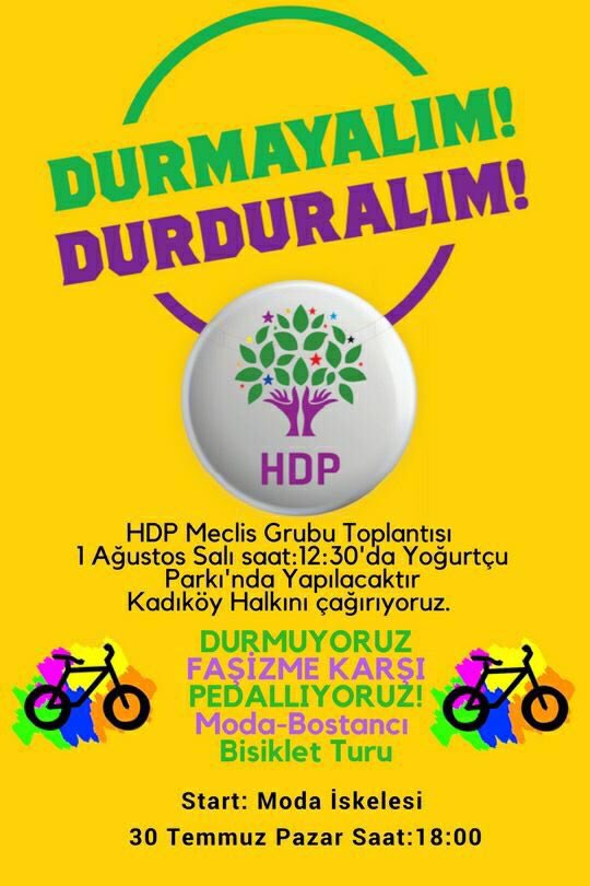 baslangicdergi's tweet photo. Hdp "Durmuyoruz, faşizme karşı pedallıyoruz" diyerek bugün Bisiklet Turu düzenliyor. https://t.co/zFzQOFABmA