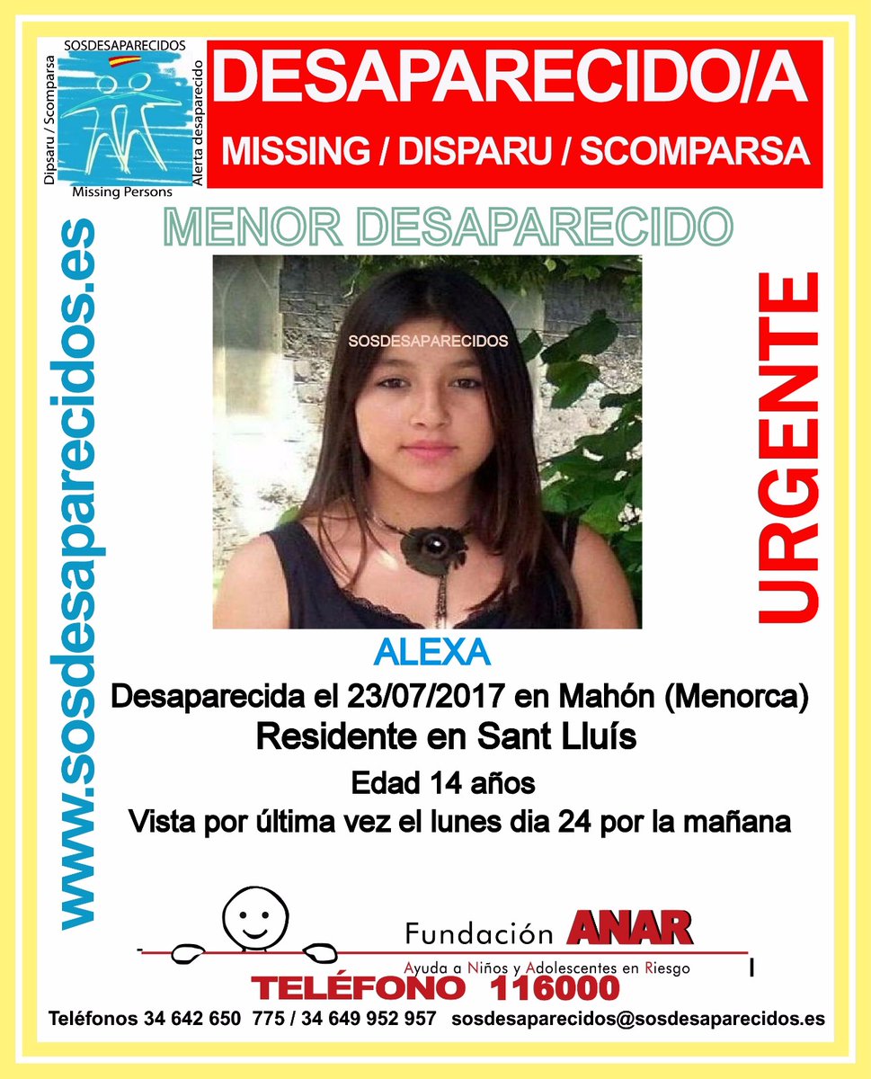 guardiacivil's tweet photo. #MuyUrgente
Alexa es una #menor que ha #desaparecido en #Mahón #Menorca #IllesBalears
Si la ves
📞062
📞112
Tu RT es muy importante https://t.co/6r9xKiRDBF