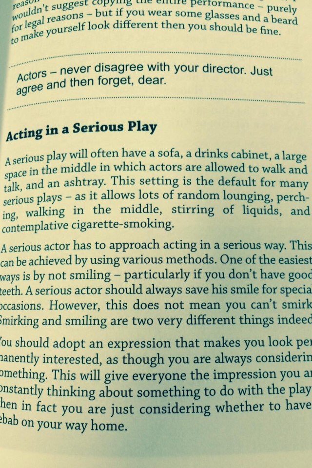 'Acting in a serious play'. From my book. #dear nickhernbooks.co.uk/westendproducer