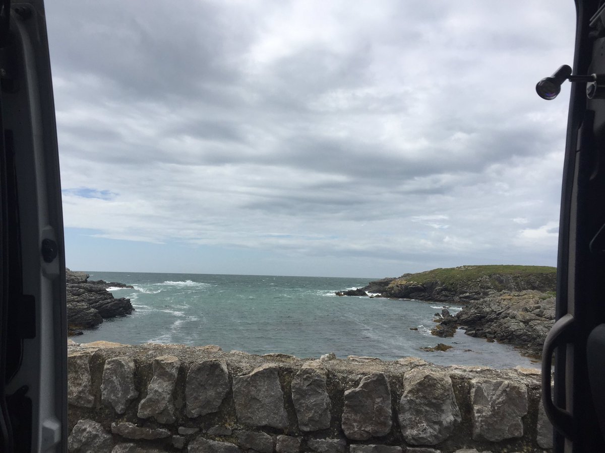 Lunch view at trearddur bay #vanlife vanlifers.co.uk #Anglesey 🚌🚌