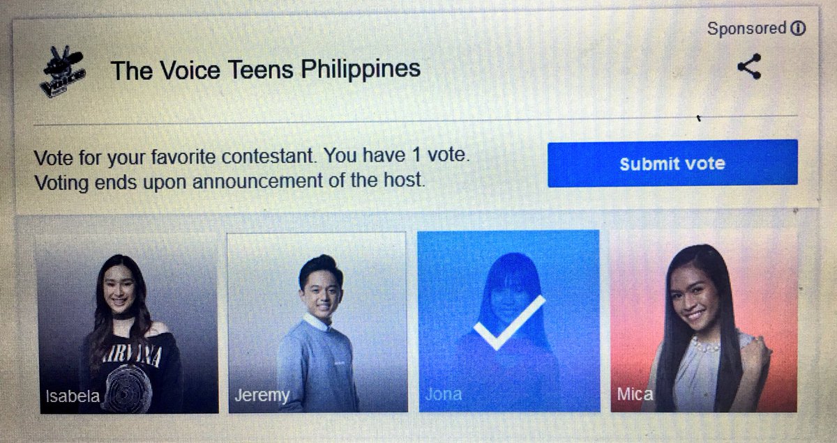rodmagaru's tweet photo. Voted JONA in GOOGLE &amp; VOICE JONA to 2366. #VoiceTeensChampion https://t.co/epplpMnKaB
