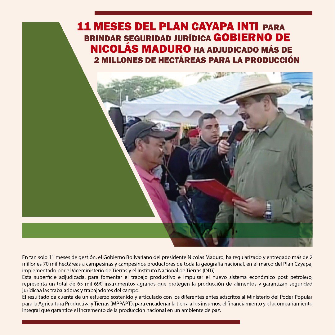 INTi_Venezuela's tweet photo. #SembrandoNoticias ¿Quieres saber cuántas hectáreas ha entregado el Gobierno Bolivariano? ¡Véalo aquí! #Edicion11  https://t.co/ndjYgCE2a6 https://t.co/ygUGtaLJNA