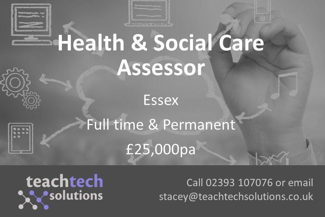 StaceyTeachTech's tweet photo. Health and Social Care Assessor role:
@TeachTech_UK  #teachtech #apprenticeships #healthandsocialcare https://t.co/yZV0KU4YPo