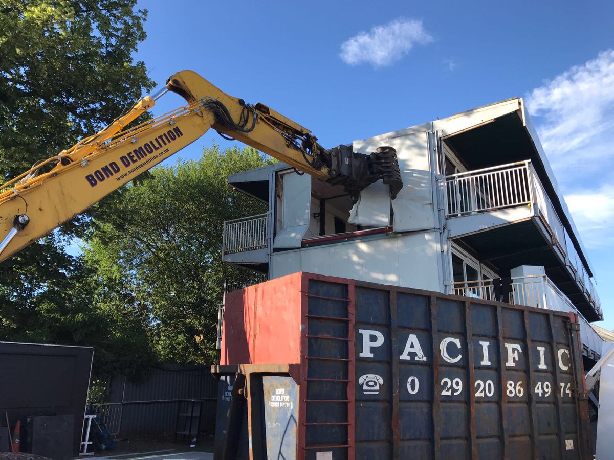 dragonsrfc's tweet photo. Check out @Bond_Demolition's work as they demolish the Southgate hospitality boxes as part of the improvements happening at @rodneyparade. https://t.co/7QYn2HgFyn