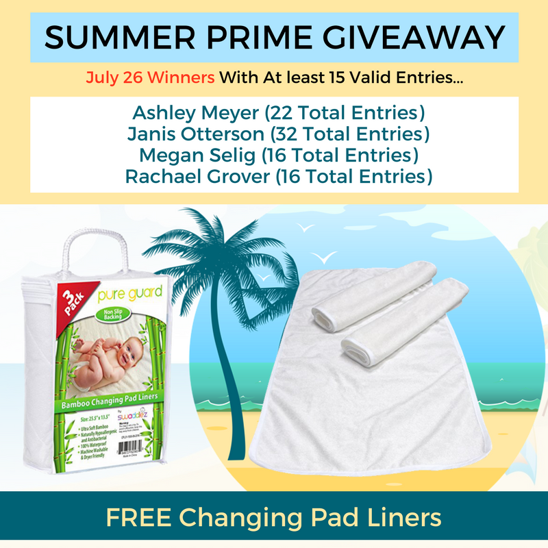 Swaddlez's tweet photo. Congrats to  Ashley, Janis, Megan and Rachael, the daily winners of FREE Changing Pad Liner last July 26 by having at least 15 entries.. https://t.co/1ck1EgGNZK