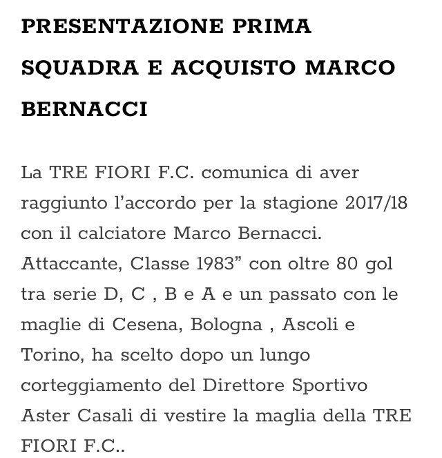 MatteoPedrosi's tweet photo. Marco #Bernacci riparte dal campionato sammarinese: ha firmato con la #TreFiori ๐ https://t.co/pKBw8Kny39