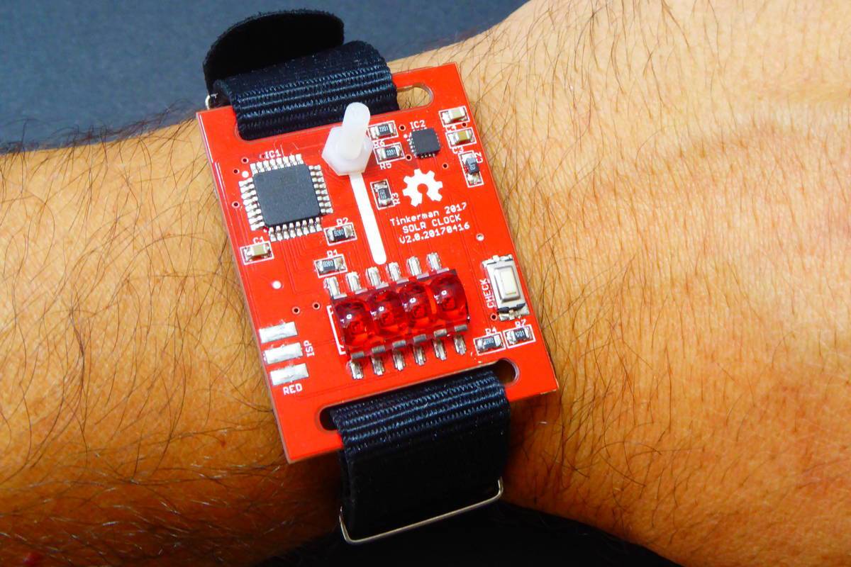MicrochipMakes's tweet photo. Tell time with this ATmega328P-based reverse-sundial watch: https://t.co/hJ2z2ckNsx https://t.co/nALxQhJkbk