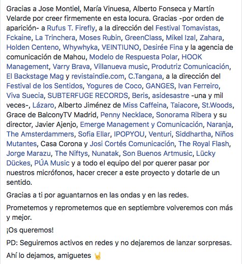 carabradio's tweet photo. Así despedíamos ayer la temporada en redes 🤘🏽 Volveremos el 4/sept.

G R A C I A S. https://t.co/6aX4IuqZxy