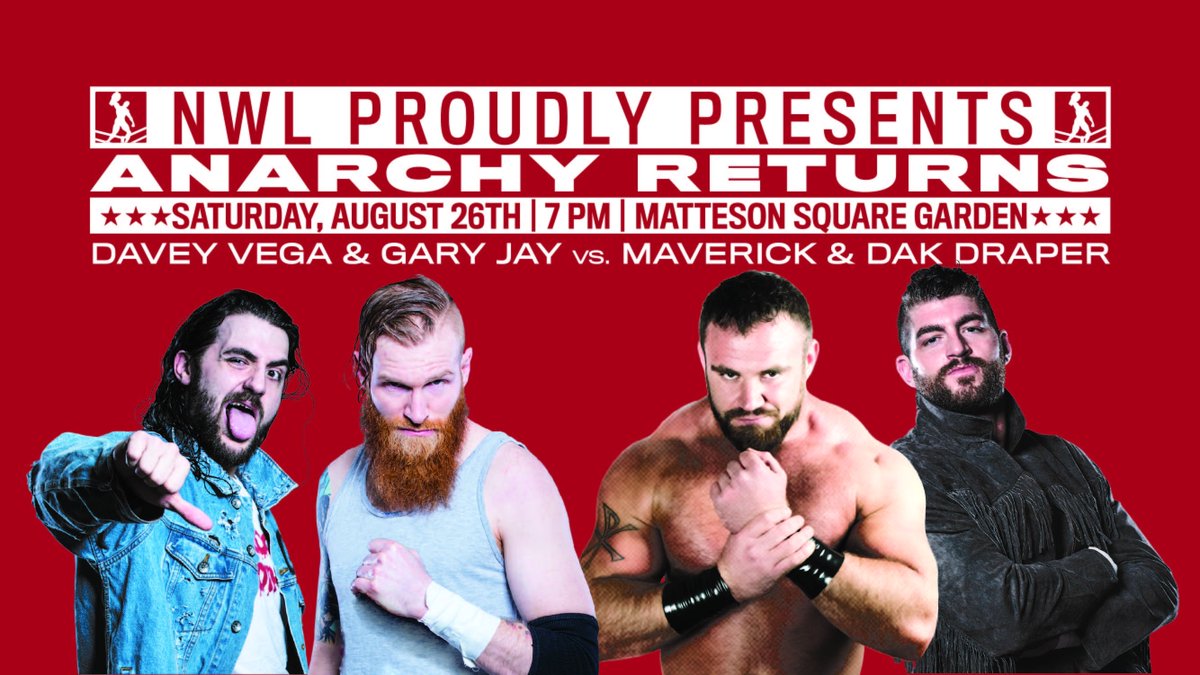 NWL_STL's tweet photo. #AnarchyReturns to St. Peters on 8/26. @DaveyVega85
& @StiffRoboGinger vs NWL Champs @MileHighMagnum
& @MaverickNWL.
https://t.co/C4iRKmm7MX https://t.co/txUUrA8o4X
