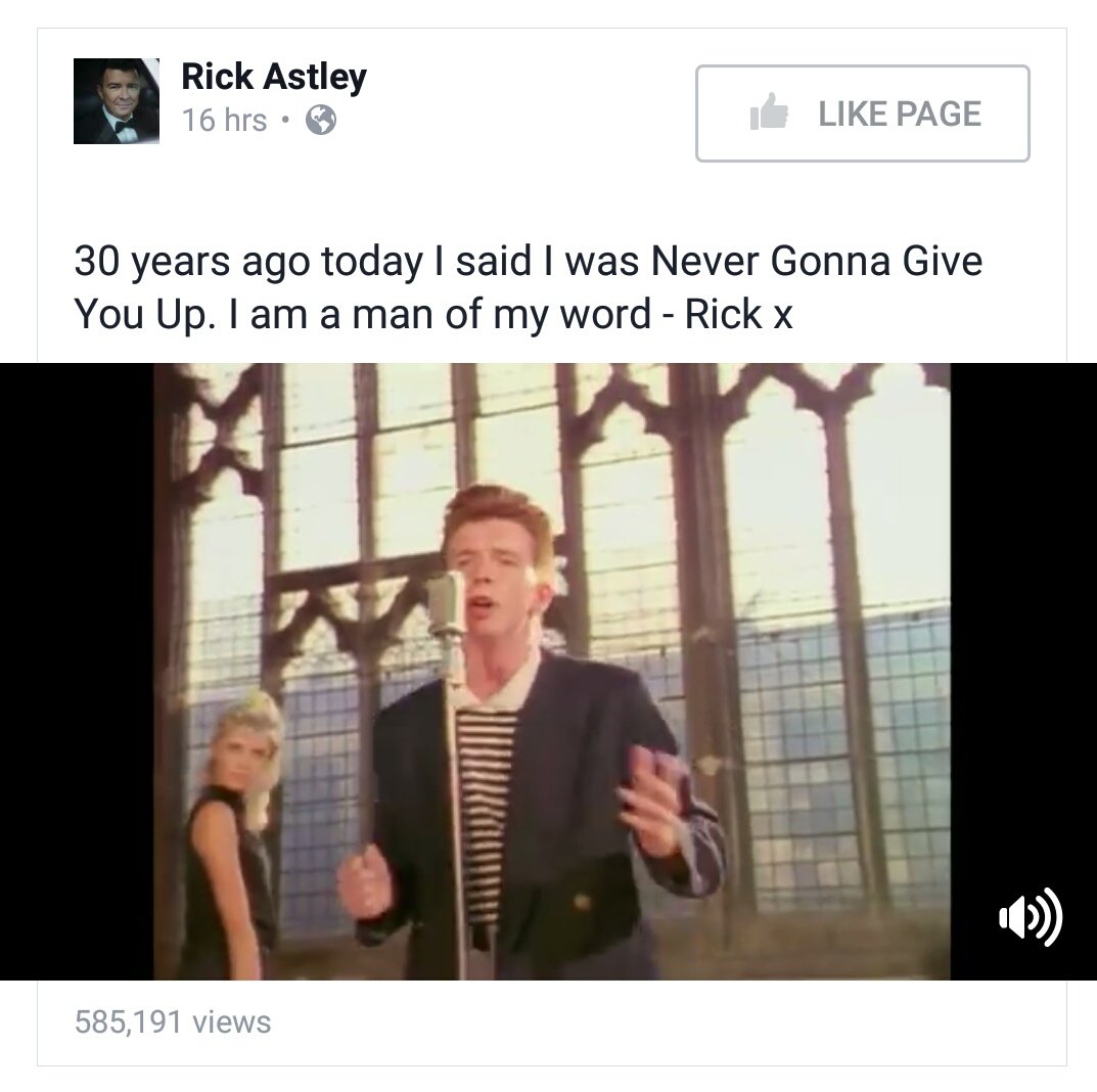 30 years of <a href="/rickastley/">Rick Astley Meme</a> rollin'