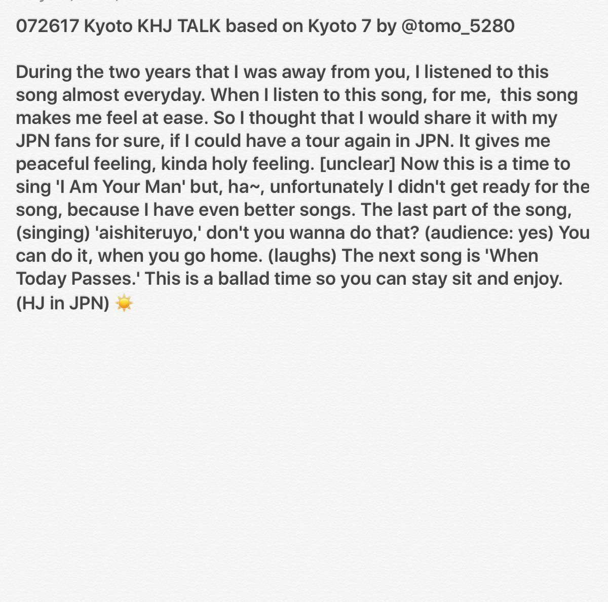IranianHenecia's tweet photo. [ENGL/Persian ] 072617 Kyoto - KHJ TALK based on Kyoto 7 by @tomo_5280 in the link below. thx^^ #KHJ_InnerCore2017 
cr:@sunsun_sky https://t.co/QF8Kdsr6Ya