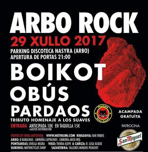 gal_concierto's tweet photo. Sábado 29 julio #ArboRock con @BOIKOTBAND @obusoficial y Pardaos, info:https://t.co/SnvY2WRznc https://t.co/Rvfazocp1u
