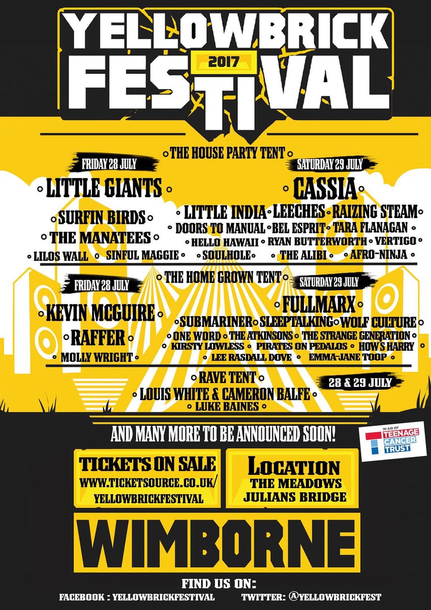 LeeRasdall's tweet photo. Saturday 29th 11.45am-12.45pm find me at #YBF2017 #Dorset raising funds for @TeenageCancer #familyfestival #livemusic @LetsGoOut_BH https://t.co/T7AfZJDJVH