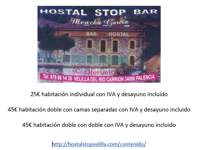 ultrampalentina's tweet photo. Alojamiento a buen precio para el UTMP en otro de nuestros colaboradores Hostal Stop en Velilla del Río Carrión #utmp2017 https://t.co/Yb1jVfxYEe