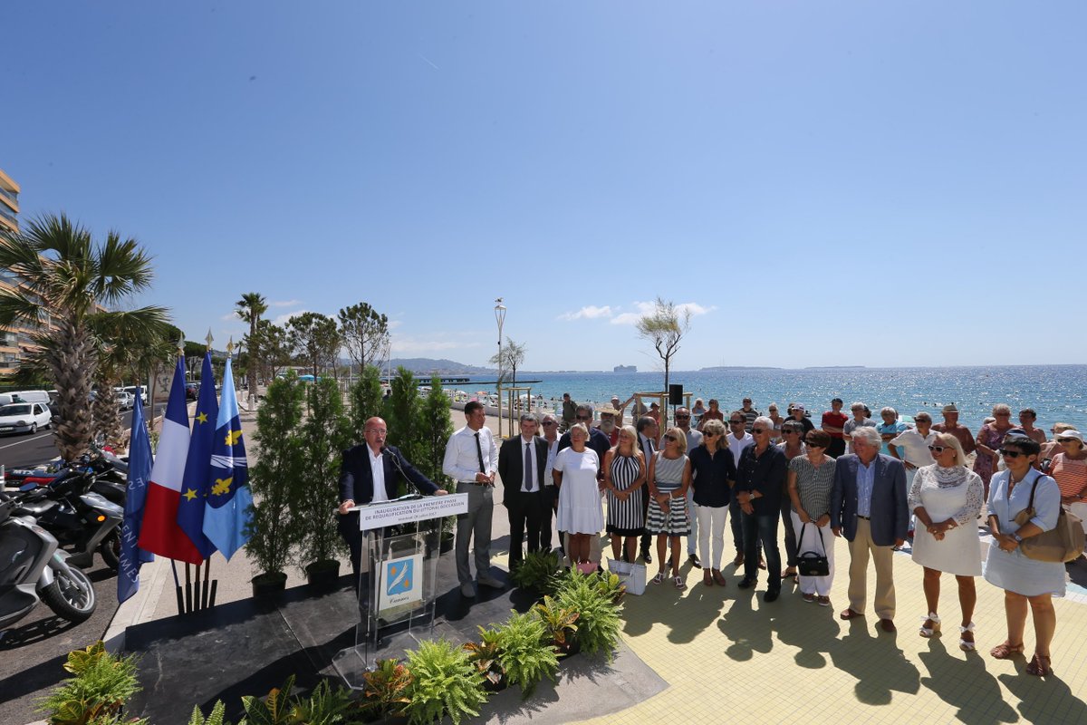 departement06's tweet photo. Ce matin, @ECiotti et @davidlisnard ont inauguré la 1ère phase du projet d’envergure #Boccacabana sur le bord de mer cannois https://t.co/izX9PugOJK