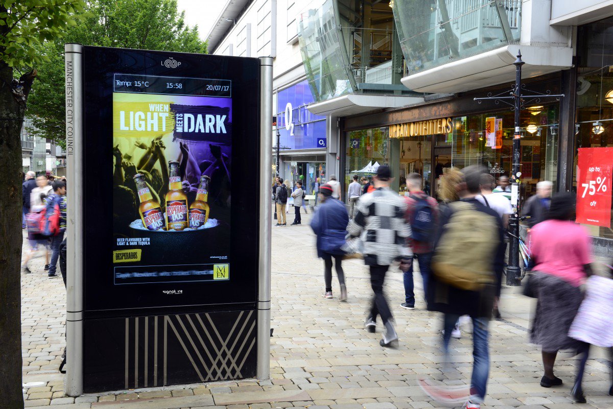 SigOutdoor's tweet photo. When light meets dark. We love this Desperados campaign on The Loop #Birmingham &amp; #Manchester! #DOOH @Posterscope @Starcom_UK https://t.co/DLKS7NLYuy