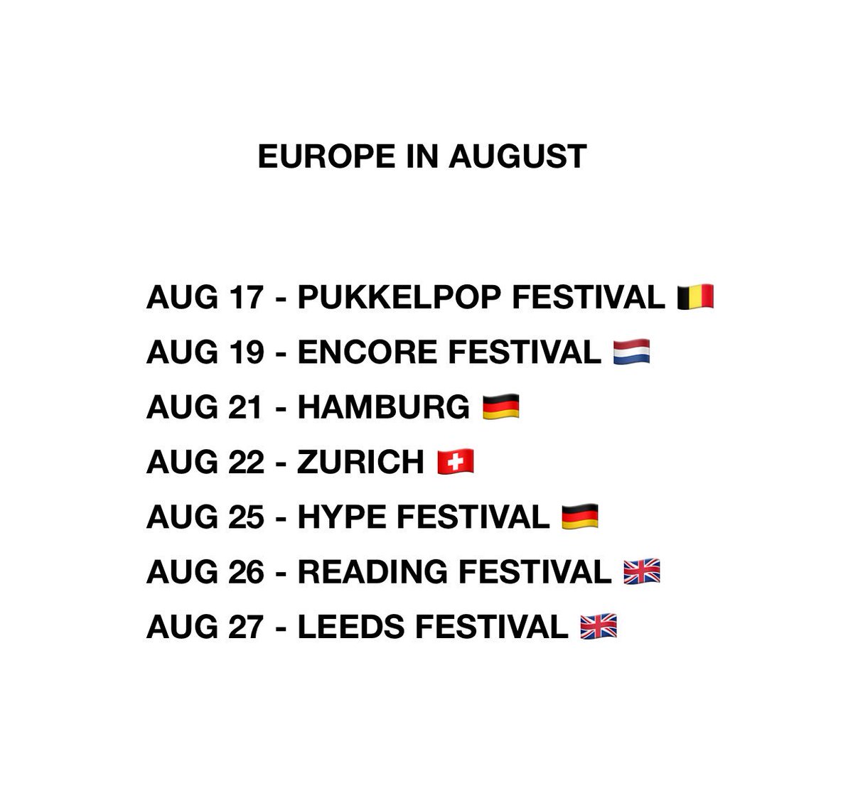 russdiemon's tweet photo. Europe In August...tickets available now. Hamburg &amp; Zurich are my own shows. See y'all soon. https://t.co/zcq77yHJ7A