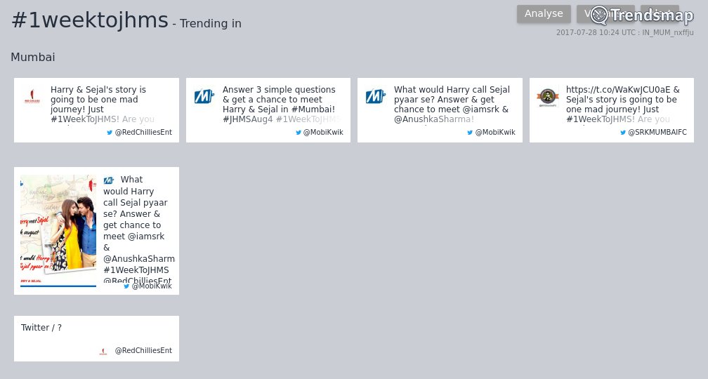 TrendsMumbai's tweet photo. #1weektojhms is now trending in #Mumbai

https://t.co/vnP0A9mpa5 https://t.co/wpgJpGvgci