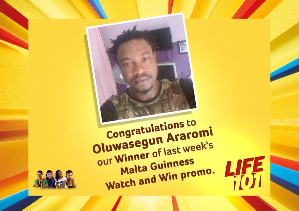 LIFE101ng's tweet photo. @arlexskillz @EbonyLife_TV @MaltaGuinnessNG @Emeneks @Ryk000 @paulette_ora @pearlwats @BenTouitou_ @ChyLeona The runner up of the #Life101 and #MaltaGuinnessWatchandWin promo is @yapayaskie. He wins our N50,000 https://t.co/0vBCF7YSU8