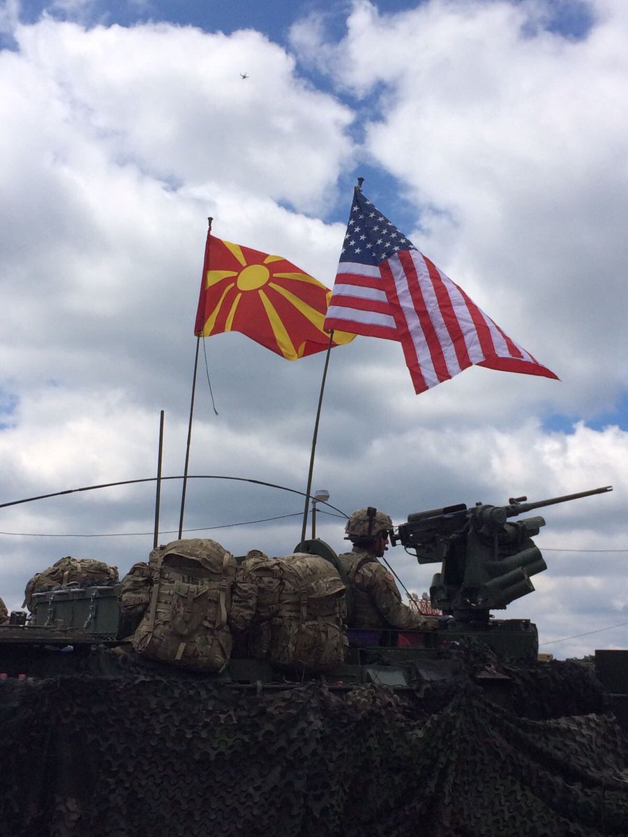 HGjorgievski's tweet photo. #Macedonia-US military cooperation on display today, as convoy enters country for joint exercise. #DragoonGuardian. https://t.co/3tzBDeZITN