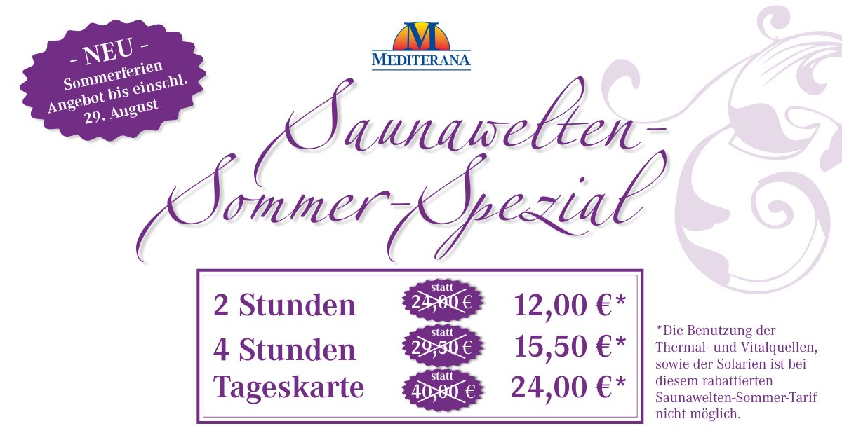 Für den #Sommer haben wir uns etwas ganz Besonderes für Euch ausgedacht! #Mediterana #Special #Spa #Wellness